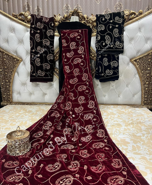 EMBROIDERED CASUAL VELVET SHAWL